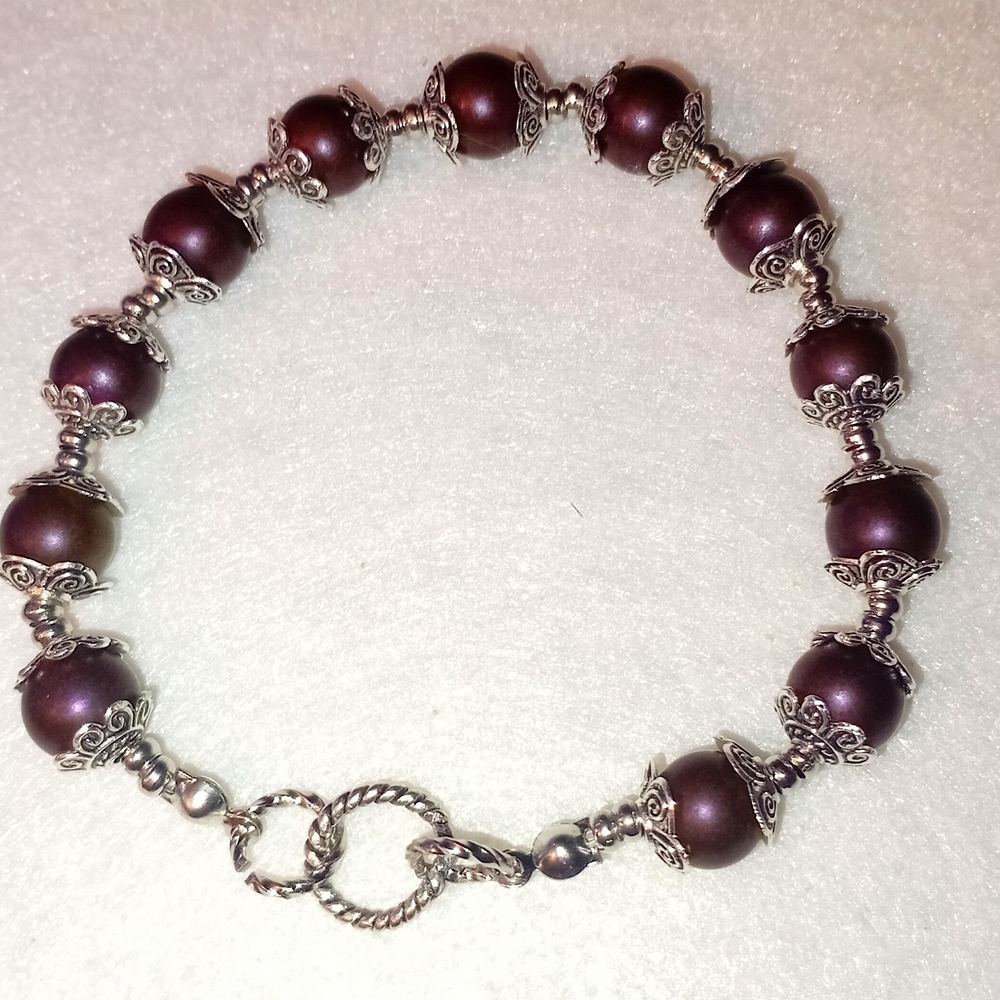 Elegant Silver and Brown Beaded Bracelet